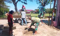 Pengabdian Babinsa dan Warga, Jalan Akses KDKMP Pepelegi Mulai Dicor