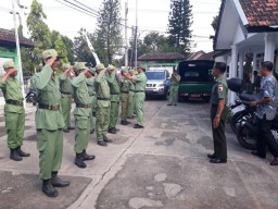 Babinsa 06/Tanggulangin melatih PBB kepada anggota Linmas