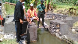 Babinsa 0816/06, PPL dan Poktan Cek Perbaikan Saluran Irigasi.