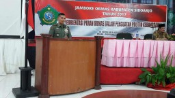 Dandim 0816/Sidoarjo beri pembekalan wasbang pada jambore Ormas Sidoarjo TA. 2017.