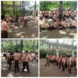 KORAMIL 0816/16 WARU MELAKSANAKAN WASBANG DAN OUTBOND DALAM KEGIATAN PERKEMAHAN SISWA/SISWI SMP DARU