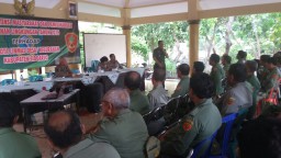Danramil 01 berikan materi wasbang kepada anggota Linmas