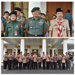 Pramuka Sidoarjo Atraksi Penanganan Bencana di Grahadi