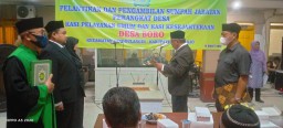 Sertu Catur Babinsa Boro Turut Hadir Acara Pelantikan Perangkat Desa