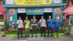 Pengamanan Arus Mudik, Babinsa Koramil Tanggulangin Siaga di Rest Area Tol Surabaya-Gempol