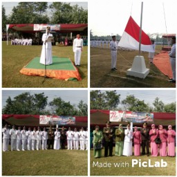 KORAMIL 0816/13 WONOAYU MENGIKUTI UPACARA DETIK-DETIK PROKLAMASI HUT RI KE 72 DI LAPANGAN SEMAMBUNG KEC WONOAYU