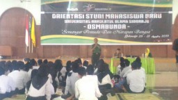 Danramil 02/Candi Berikan Wasbang Kepada Mahasiswa Baru UNU Sidoarjo