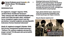 Jenderal Besar Sudirman berpesan : Hak milik Nasional masih utuh, meskipun mengalami macam soal, Hanyalah angkatan perang Republik Indonesia