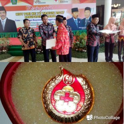 HUT PMI KE 72 KAB. SIDOARJO MEMBERIKAN PIAGAM DAN MEDALI PENGHARGAAN KE ANGGOTA KODIM 0816 / KORAMIL 12 PRAMBON BABINSA SERMA SUHARTONO