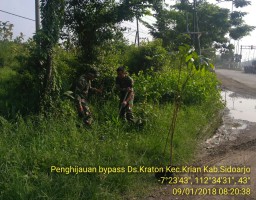 Kodim 0816/Sidoarjo lanjutkan program penanaman penghijauan di Jl. By Pass Krian