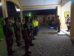 Jelang Pemilu 2019, Apel Pengamanan Di Gelar Tingkat Koramil 0816/13 Wonoayu Dan Polsek
