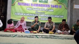 Danramil 0816/12 Prambon bersama Forkopimka Prambon hadiri Safari Ramadhan 1440 H.