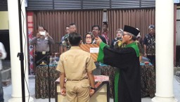 Danramil 0816/05 hadiri acara Pengambilan Sumpah dan Pelantikan Perangkat Desa Kepuh Kemiri Tulangan