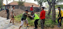 Babinsa Koramil 0816/08 Jabon Membantu Membersihkan Pohon Yang Tumbang.