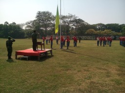 Batituud Koramil 01/Sidoarjo pimpin gladi bersih upacara HUT RI ke 74 th 2019 di lap Desa Jati Sidoarjo