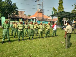 Serka Junaidi Ramil 0816/11 Tarik, Melatih Linmas Peraturan Baris BerbarisPBB di Desa Mindu Gading.