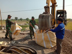 Pra TMMD 106 Kodim Sidoarjo , Pembangunan Jembatan Hasilnya Sudah Mulai Terlihat.