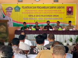 Danramil 0816/09 Krian Hadiri Pelantikan Perangkat Desa Sedenganmijen Kecamatan Krian