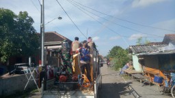 Penyemprotan deksintan secara serentak di wilayah desa kec.buduran oleh Tiga pilar