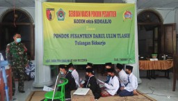 Pendampingan Babinsa Koramil 0816/05 Tulangan Pada Giat Vaksin Massal di Pondok Pesantren DARUL ULUM