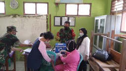Danramil 0816/07 Krembung Hadir Dalam Kegiatan Vaksinasi Covid 19 Untuk Anak 6-11 tahun di SDN 1 Mojoruntut
