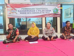 Wujudkan kamtibmas, Babinsa Koramil 0816/12 Prambon Hadiri Cangkrukan 3 Pilar di Desa Temu