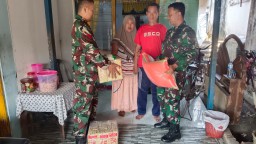 Makodim 0816/Sidoarjo Berikan Bantuan Sembako Kepada Anggota Babinsa Yang Sedang Sakit