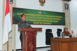 Dandim 0816/Sidoarjo dan Kadis Pangan dan Pertanian Kab. Sidoarjo Melaksanakan Rakor Strategi Peningkatan Produksi dan Produktivitas Pertanian