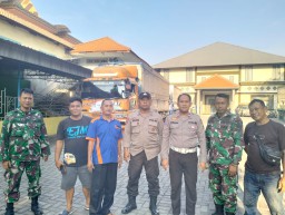 Tiga pilar kecamatan Sidoarjo kompak pengawalan kotak surat suara pemilu ke gudang KPUD Sidoarjo.