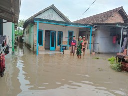 Babinsa Koramil 0816/02 Candi Monitoring Banjir di Desa Sumokali, Pastikan Kondisi Warga Aman