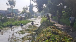 Babinsa Koramil 0816/05 Tulangan Bersama Warga Dan Muspika Saling Membahu Kerja Bakti Bersama Bersihkan Saluran Air Sungai