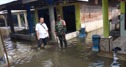 Pemantauan &amp; Monitoring Babinsa Bersama Pemdes Kejadian Banjir Akibat Luapan Sungai Kali Alo Di Desa Penatarsewu