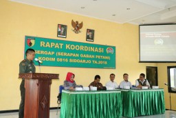 KODIM 0816 SIDOARJO GELAR RAPAT KOORDINASI SERAPAN GABAH PETANI SERGAP DIWILAYAH KODIM 0816