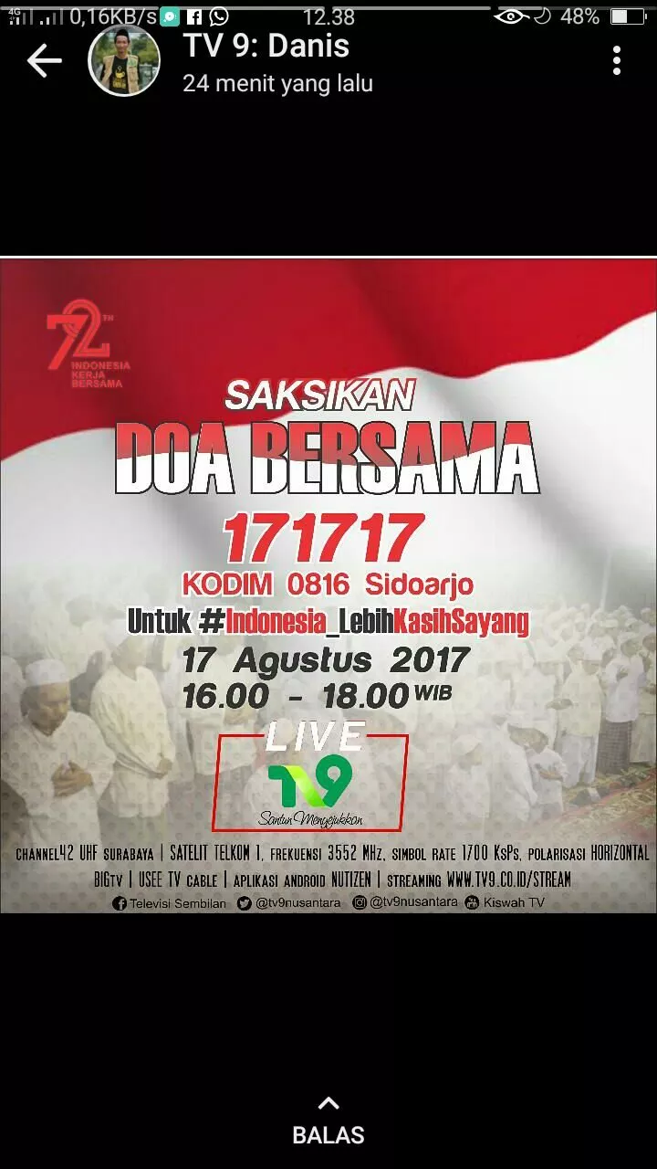 Dandim 0816 gelar Doa Bersama 171717 live streaming TV9 Nusantara