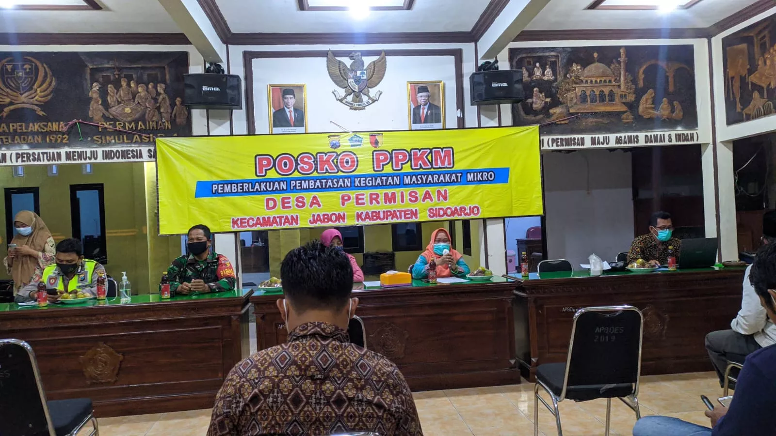 Babinsa Jabon Hadiri Rapat Koordinasi PPKM Mikro Di Desa Permisan