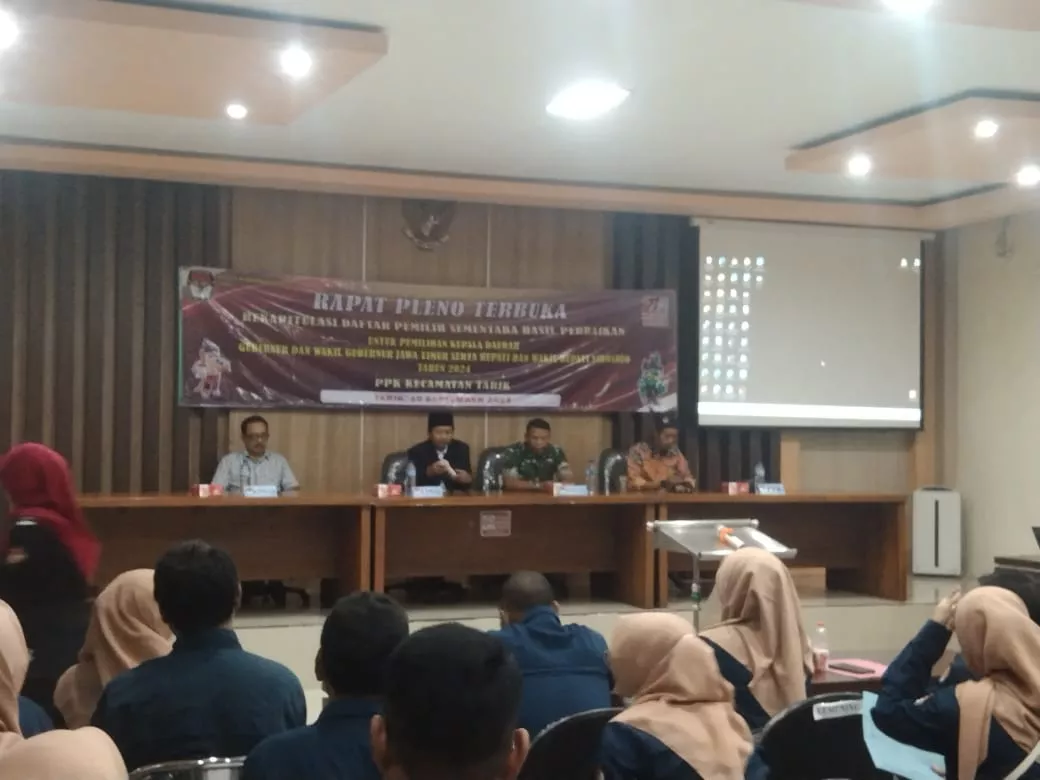 Danramil 0816/11 Tarik Hadiri Rapat Pleno Terbuka Rekapitulasi Daftar Pemilih Hasil Pemutakhiran DPHP Di Ruang Rapat Kec. Tarik