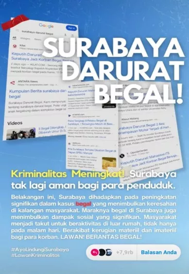 Maraknya kasus Kriminalitas seperti begal, penjambretan di Surabaya